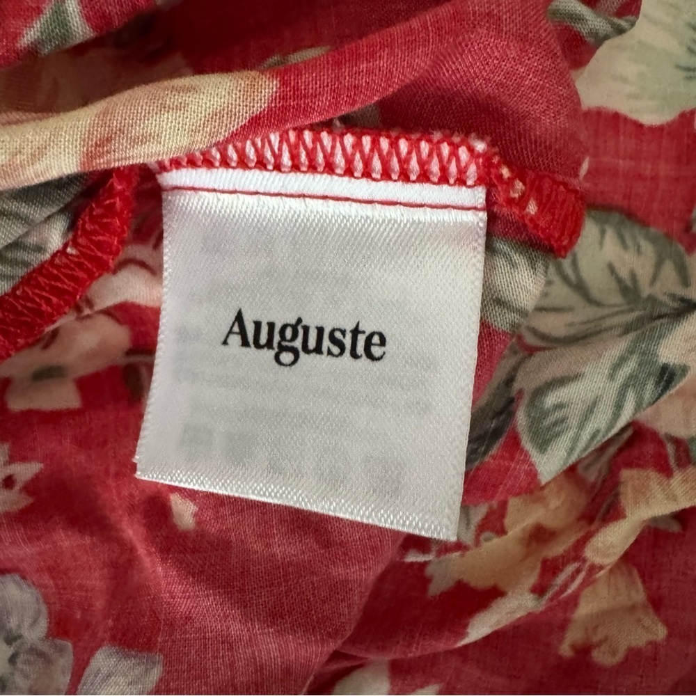 Auguste The Label Reverie Red Floral Print Tiered Puff Sleeve Midi Dress Size 0 - Picture 9 of 13